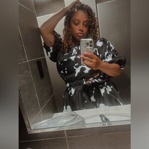 Elegant Monochrome Midi Dress